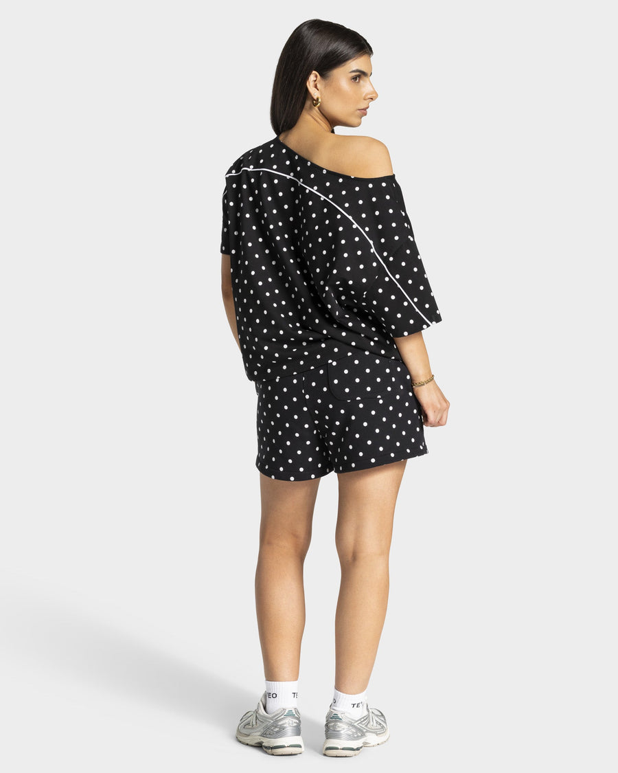 Contrastline Off-Shoulder T-Shirt "Polkadot Schwarz"