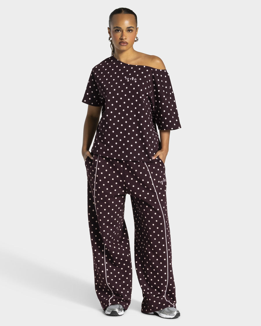 Contrastline Wide Leg Jogger "Polkadot Merlot"