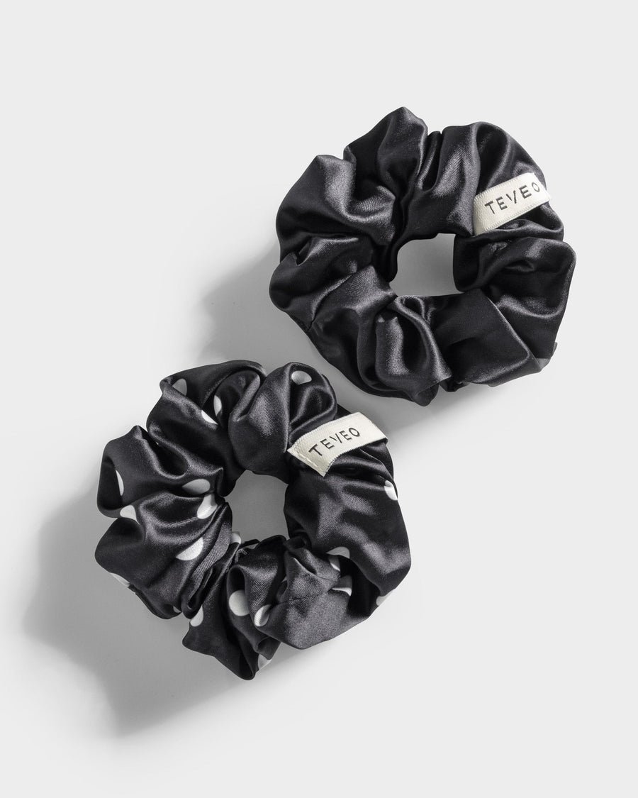 Contrastline Scrunchies (2er-Pack) "Polkadot - Schwarz"