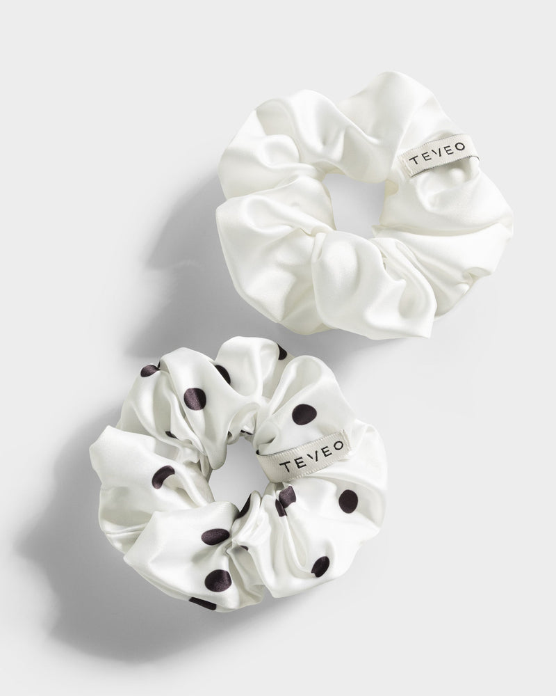 Contrastline Scrunchies (2er-Pack) "Polkadot - Weiß"