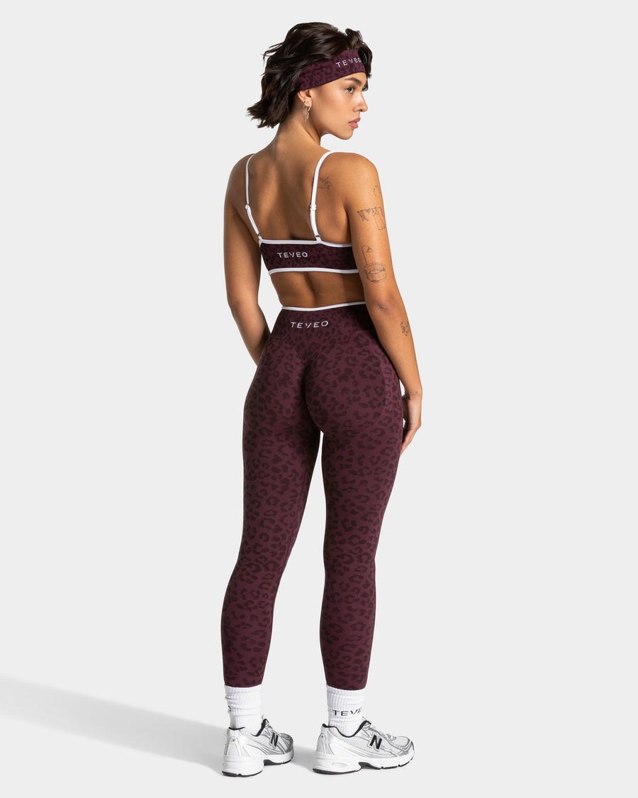 Contrastline Sculpt Scrunch Leggings "Leo Merlot"
