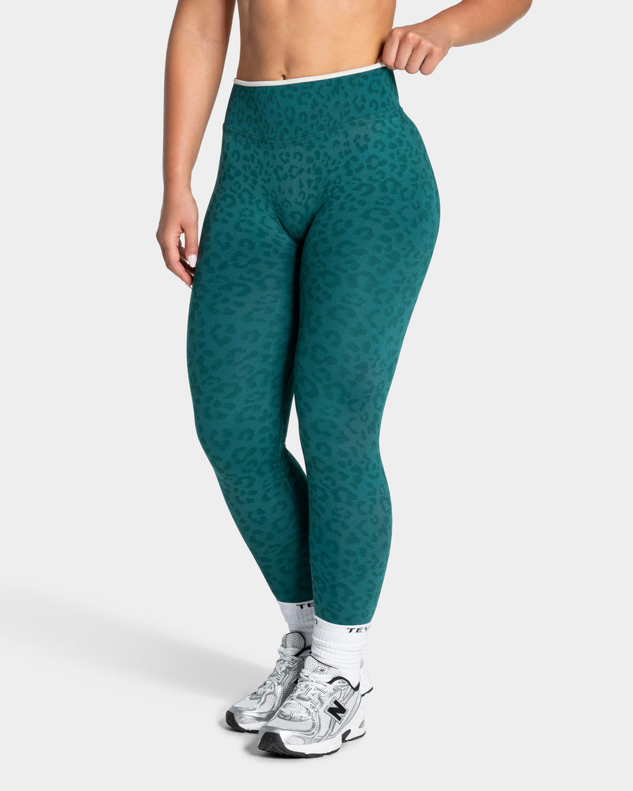 Contrastline Sculpt Scrunch Leggings "Leo Petrol"