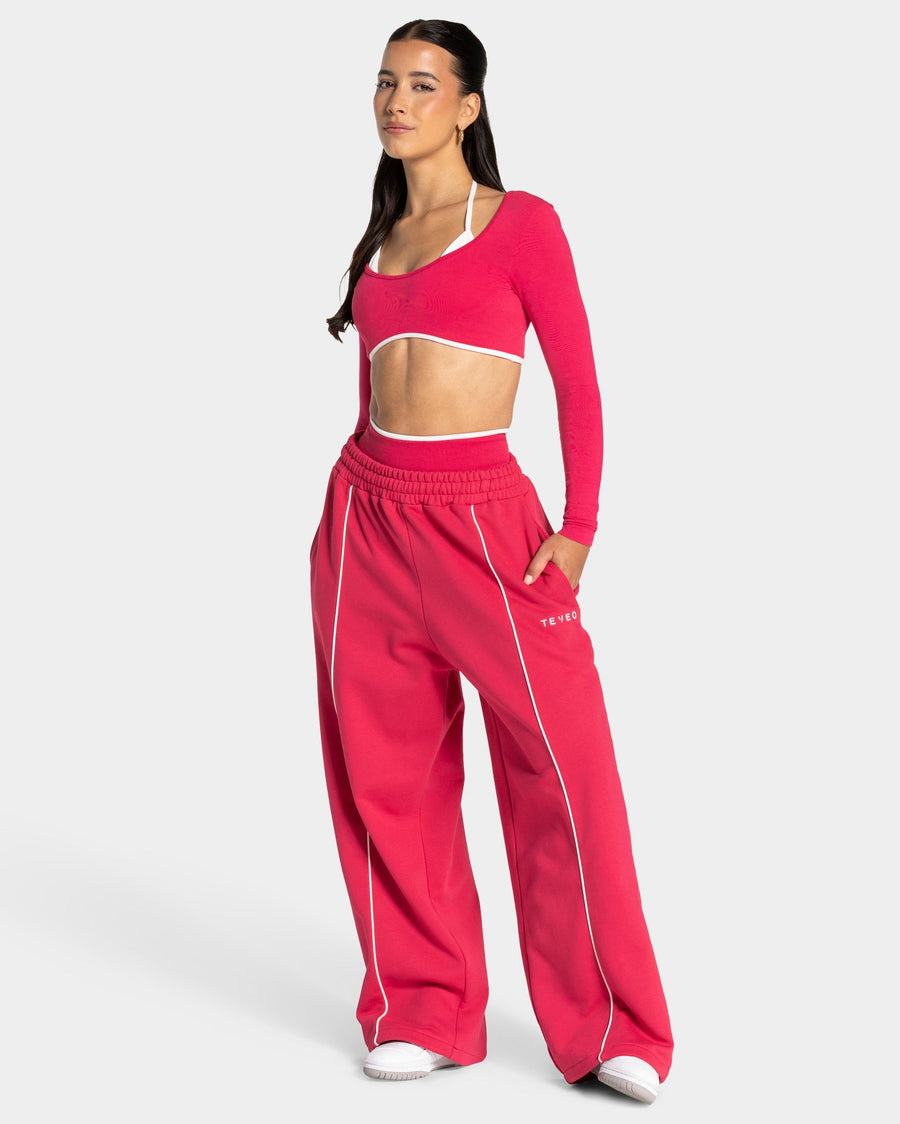 Contrastline Wide Leg Jogger "Berry"