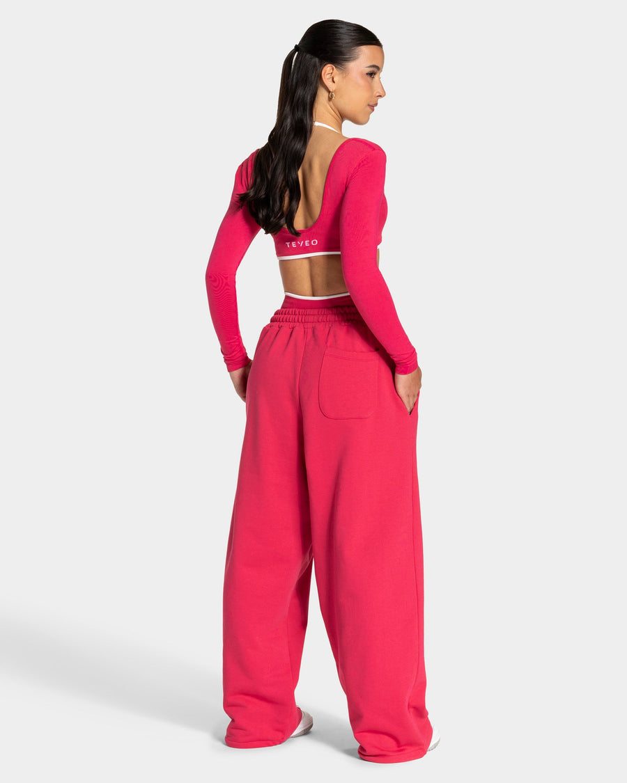 Contrastline Wide Leg Jogger "Berry"