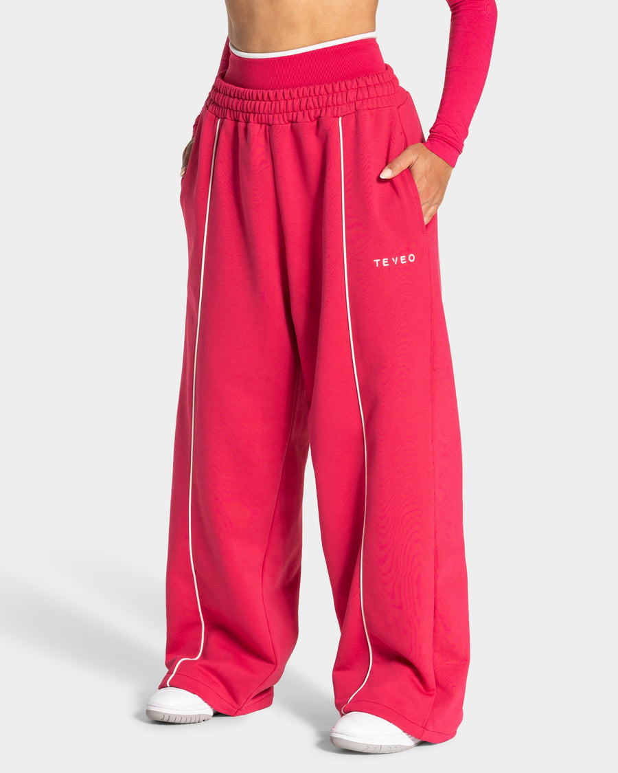 Contrastline Wide Leg Jogger "Berry"