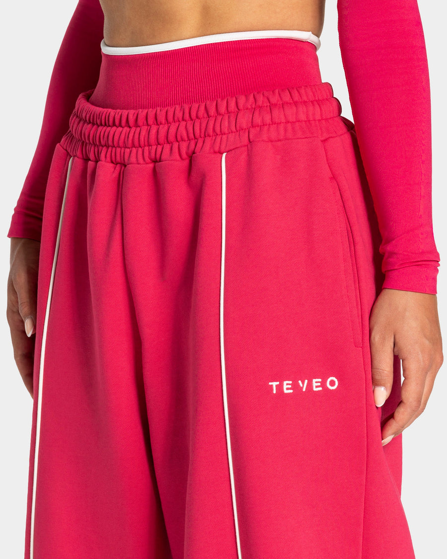 Contrastline Wide Leg Jogger "Berry"