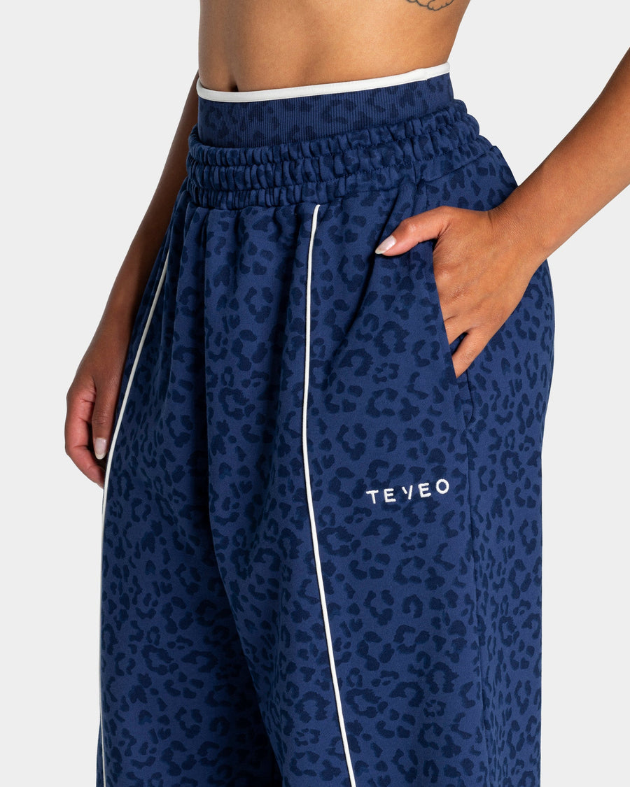 Contrastline Wide Leg Jogger "Leo Dunkelblau"