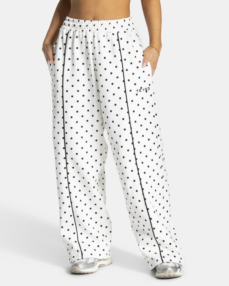 Contrastline Wide Leg Jogger "Polkadot Weiß"