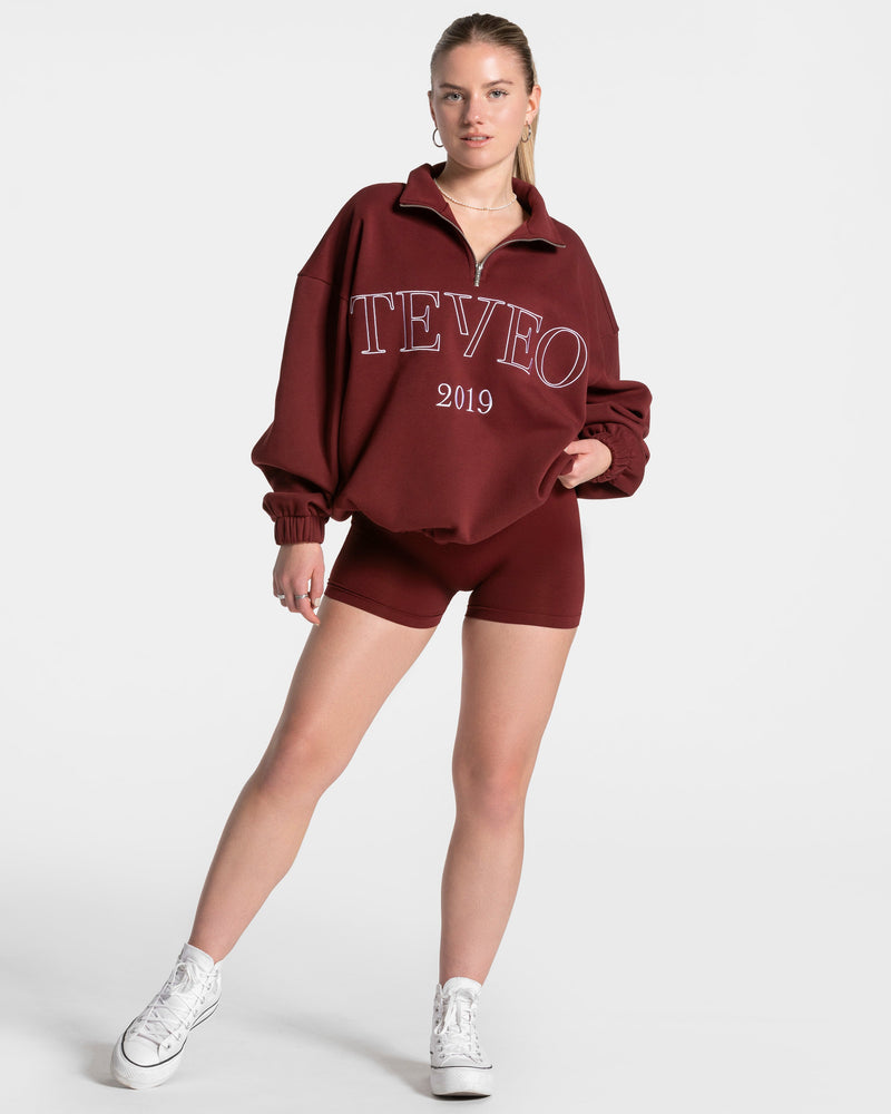 Femme Half Zip Sweater "Weinrot"