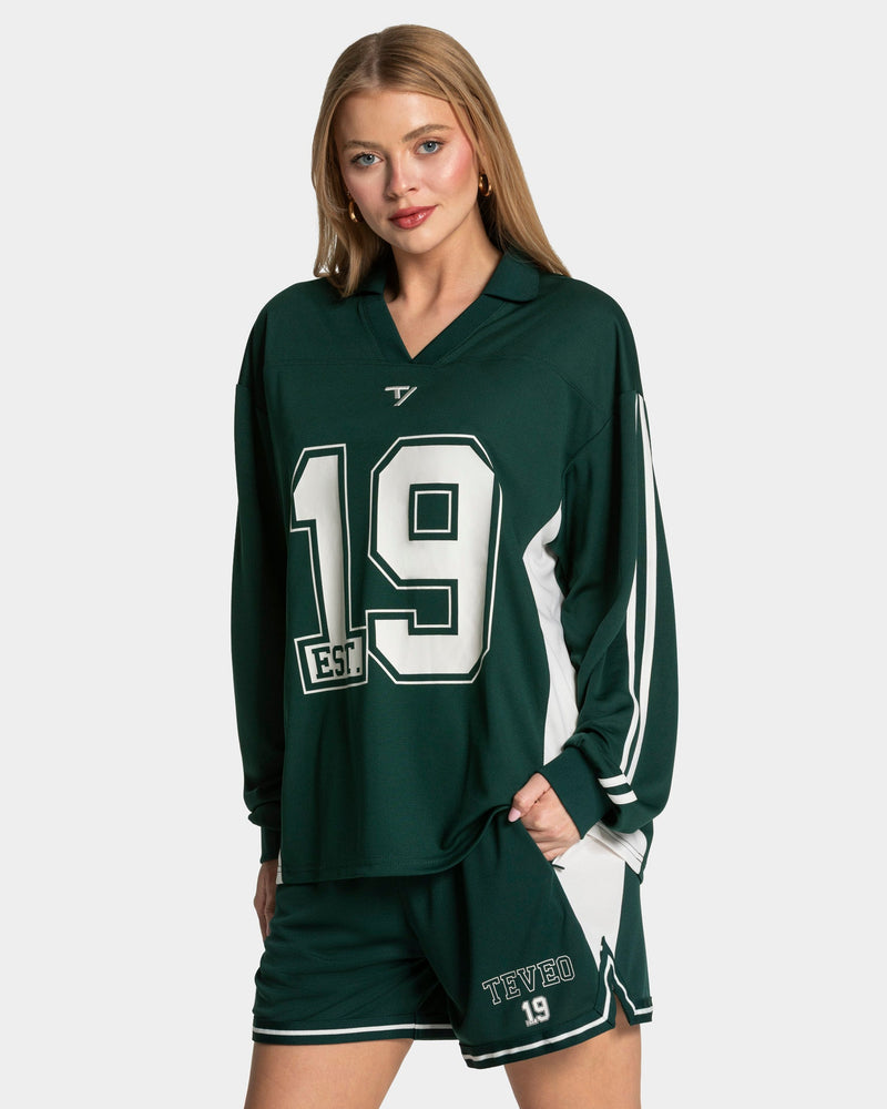 Football Polo Longsleeve "Dunkelgrün"