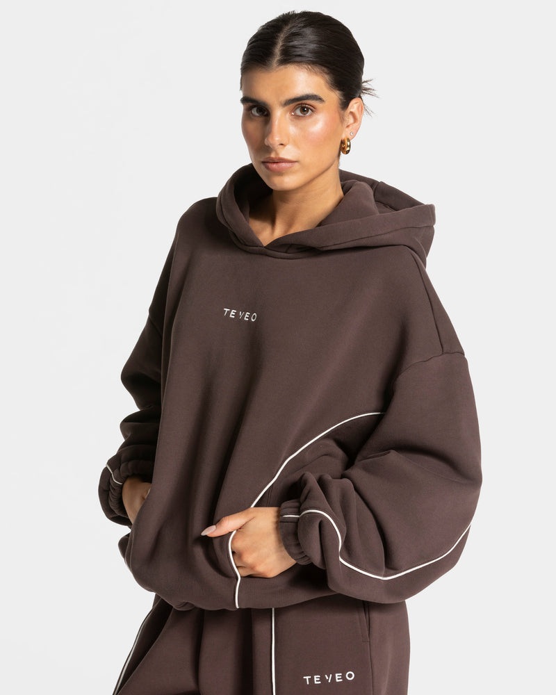 Contrastline Hooded Sweater "Espresso"
