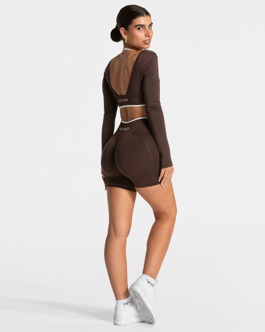 Contrastline Sculpt Scrunch Shorts "Espresso"