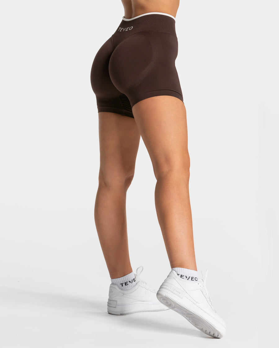 Contrastline Sculpt Scrunch Shorts "Espresso"