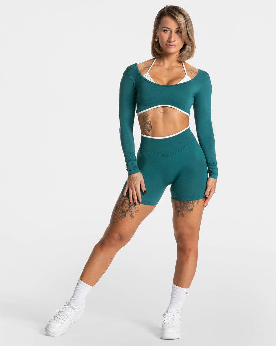 Contrastline Sculpt Scrunch Shorts "Petrol"