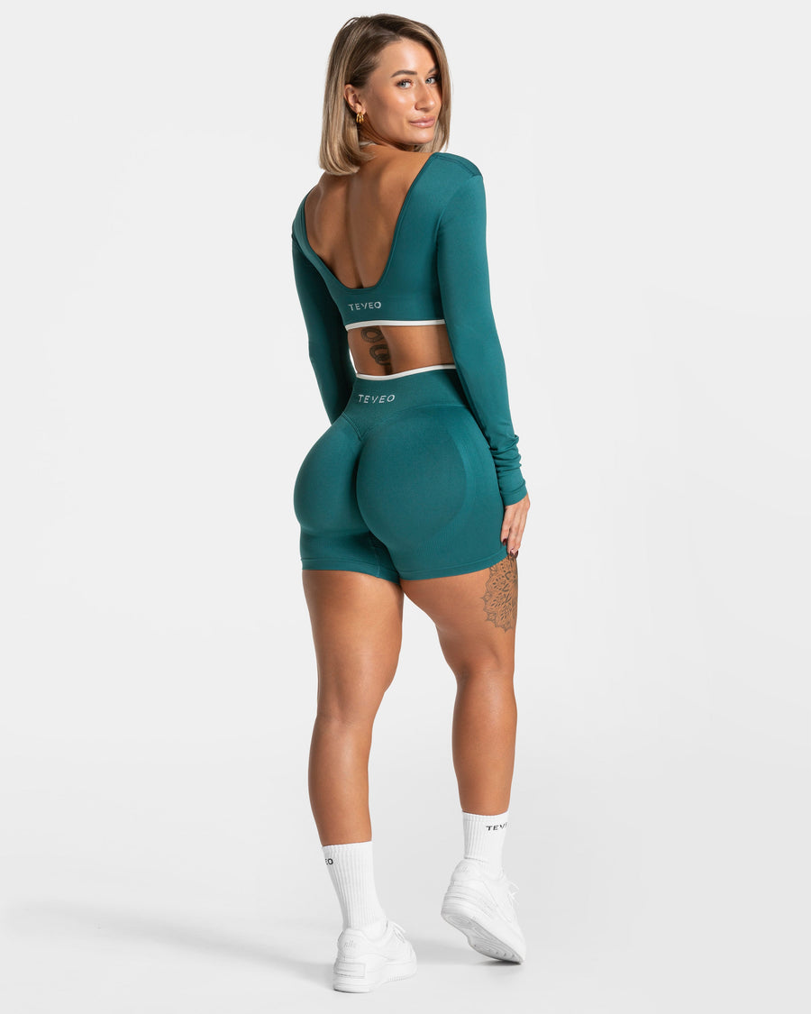 Contrastline Sculpt Scrunch Shorts "Petrol"