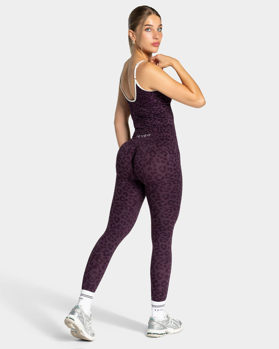 Contrastline Sculpt Scrunch Leggings "Leo Blackberry"