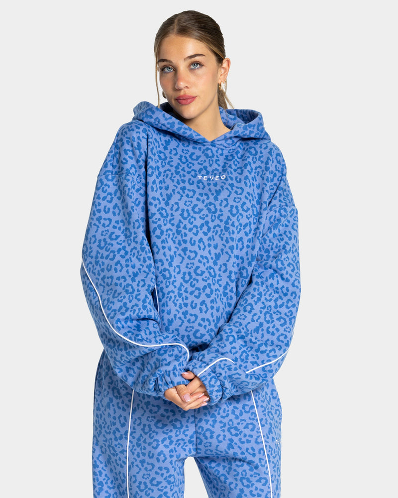 Contrastline Hooded Sweater "Leo Azure"
