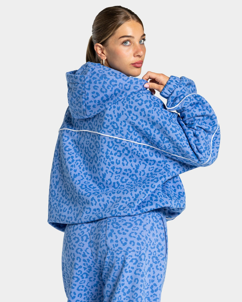 Contrastline Hooded Sweater "Leo Azure"