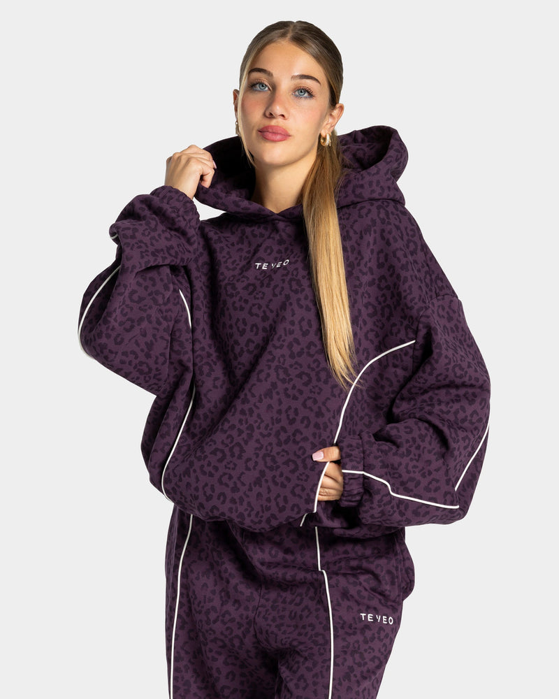 Contrastline Hooded Sweater "Leo Blackberry"