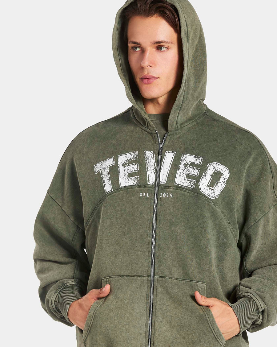 Legacy Lifting Oversized Zip Hoodie "Acid Khaki"