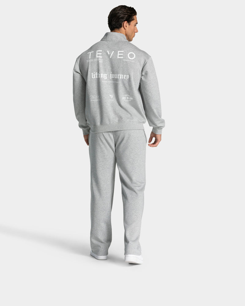 Lifting Journey Half Zip Sweater "Hellgrau Meliert"