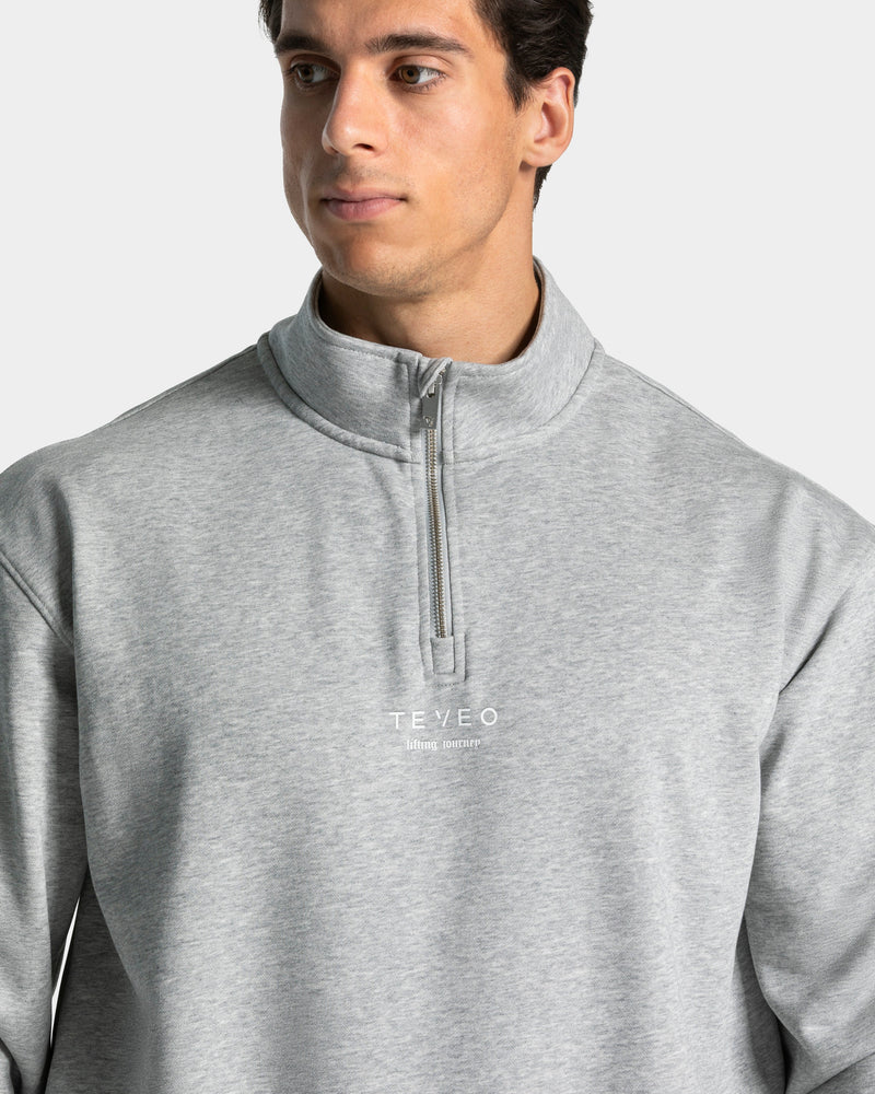 Lifting Journey Half Zip Sweater "Hellgrau Meliert"