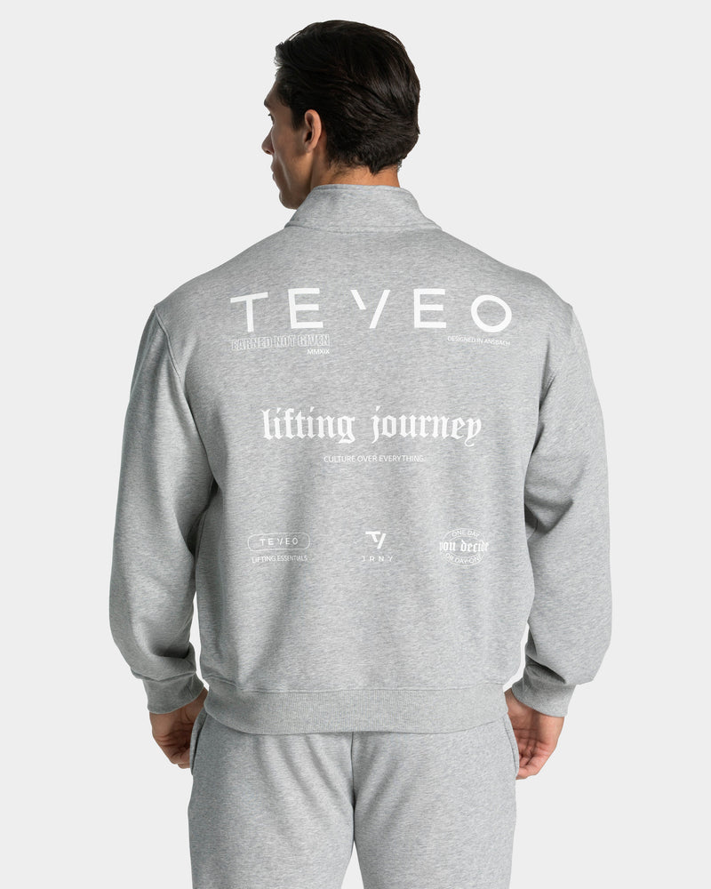 Lifting Journey Half Zip Sweater "Hellgrau Meliert"