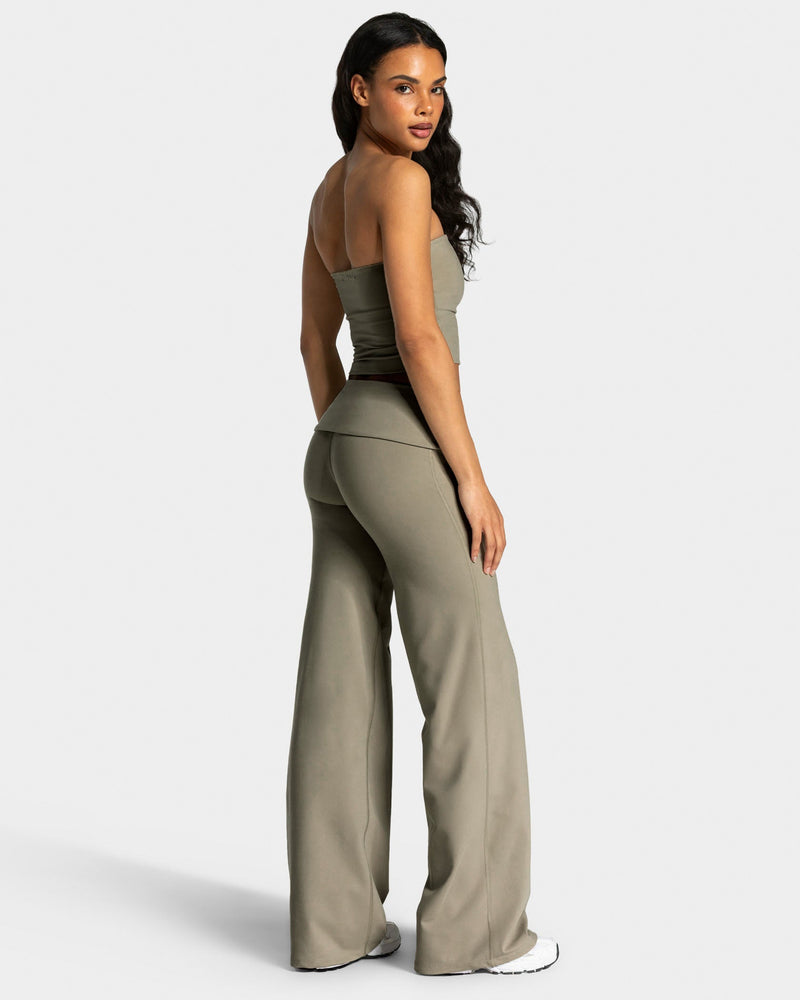 Mellow Fold Over Straight Leg Pants Regular "Khaki"