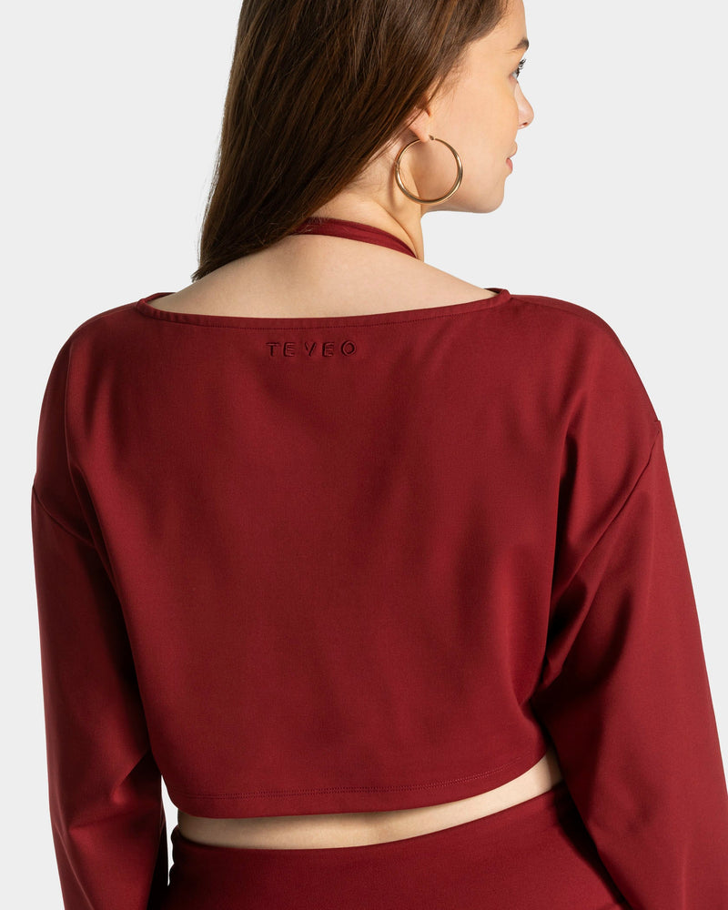 Mellow Cropped Longsleeve "Weinrot"