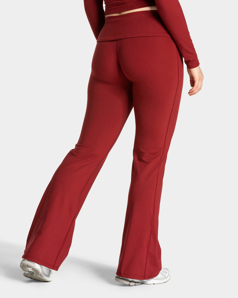 Mellow Fold Over Flared Leggings Tall "Weinrot"