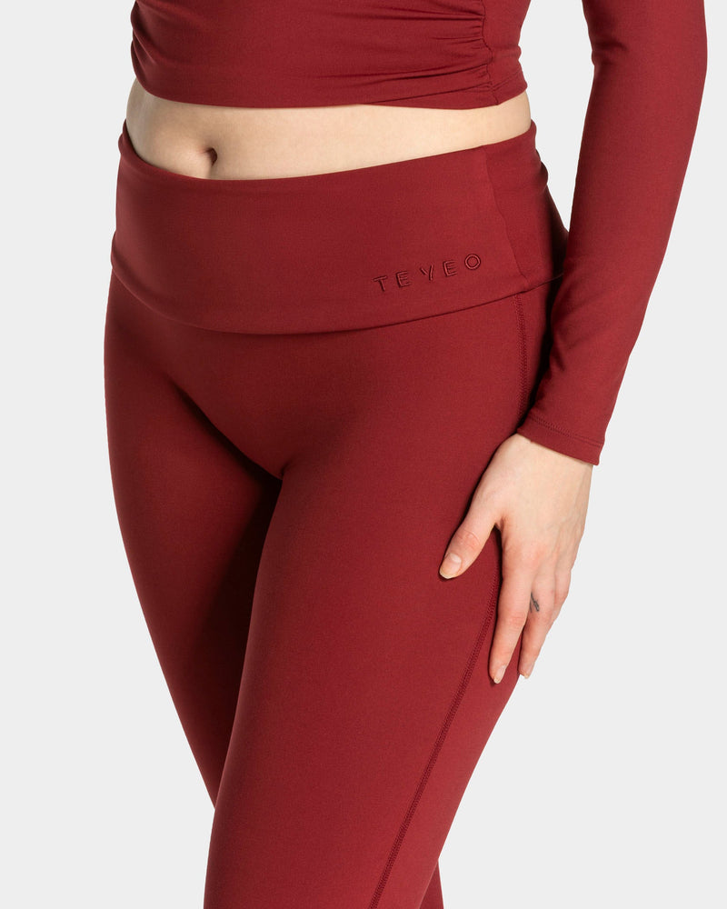Mellow Fold Over Flared Leggings Tall "Weinrot"