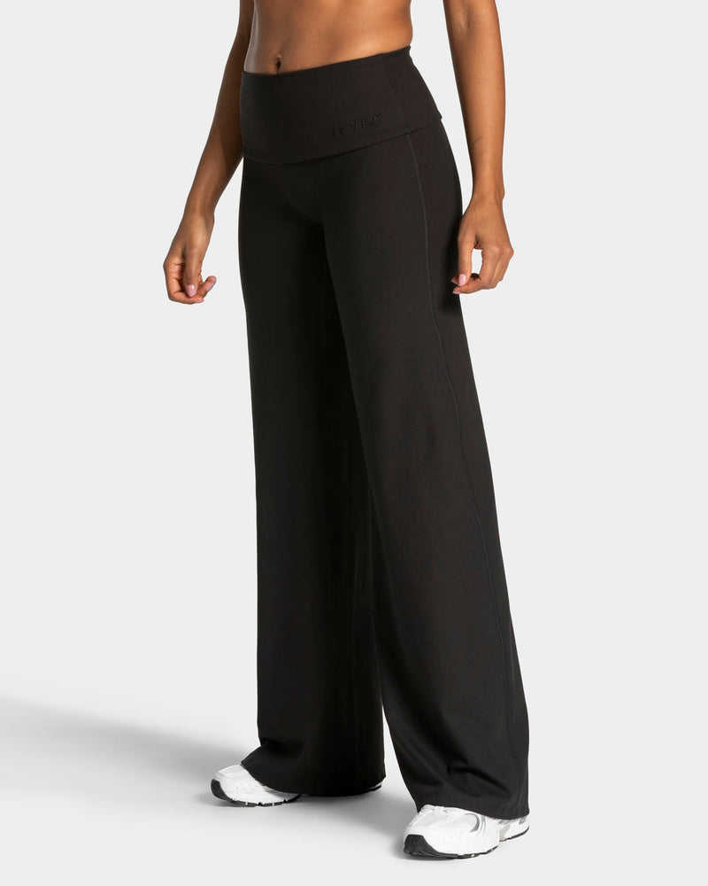 Mellow Fold Over Straight Leg Pants Tall "Schwarz"