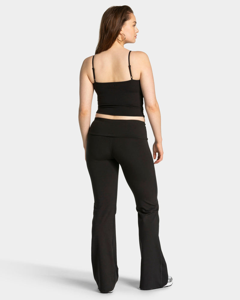 Mellow Fold Over Flared Leggings Tall "Schwarz"