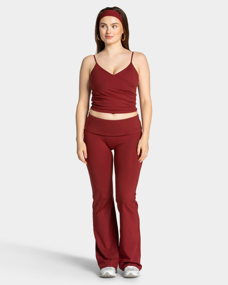Mellow Fold Over Flared Leggings Regular "Weinrot"