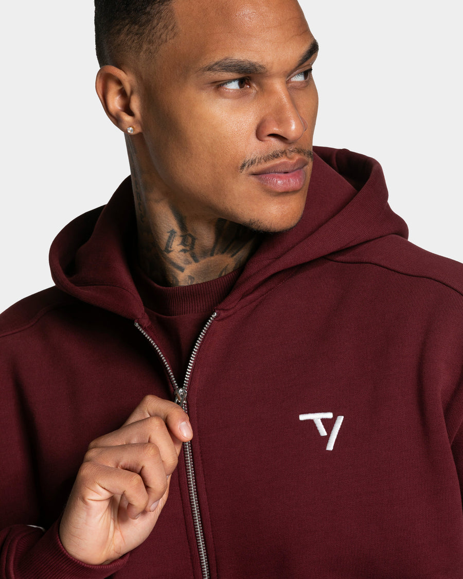 Contrastline Zip Jacke "Weinrot"