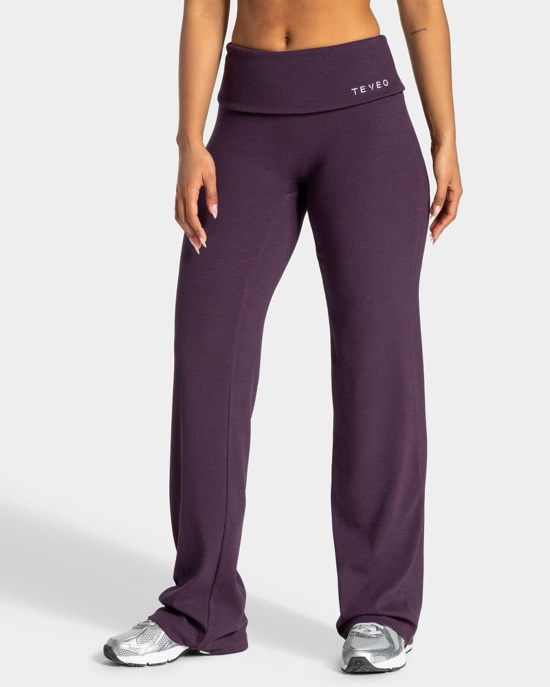 Soft Ribbed Foldover Straight Leg Pants Tall ''Blackberry''