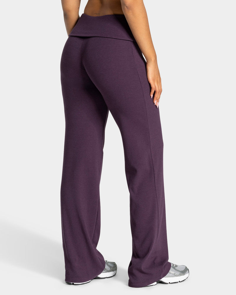 Soft Ribbed Foldover Straight Leg Pants Regular ''Blackberry''