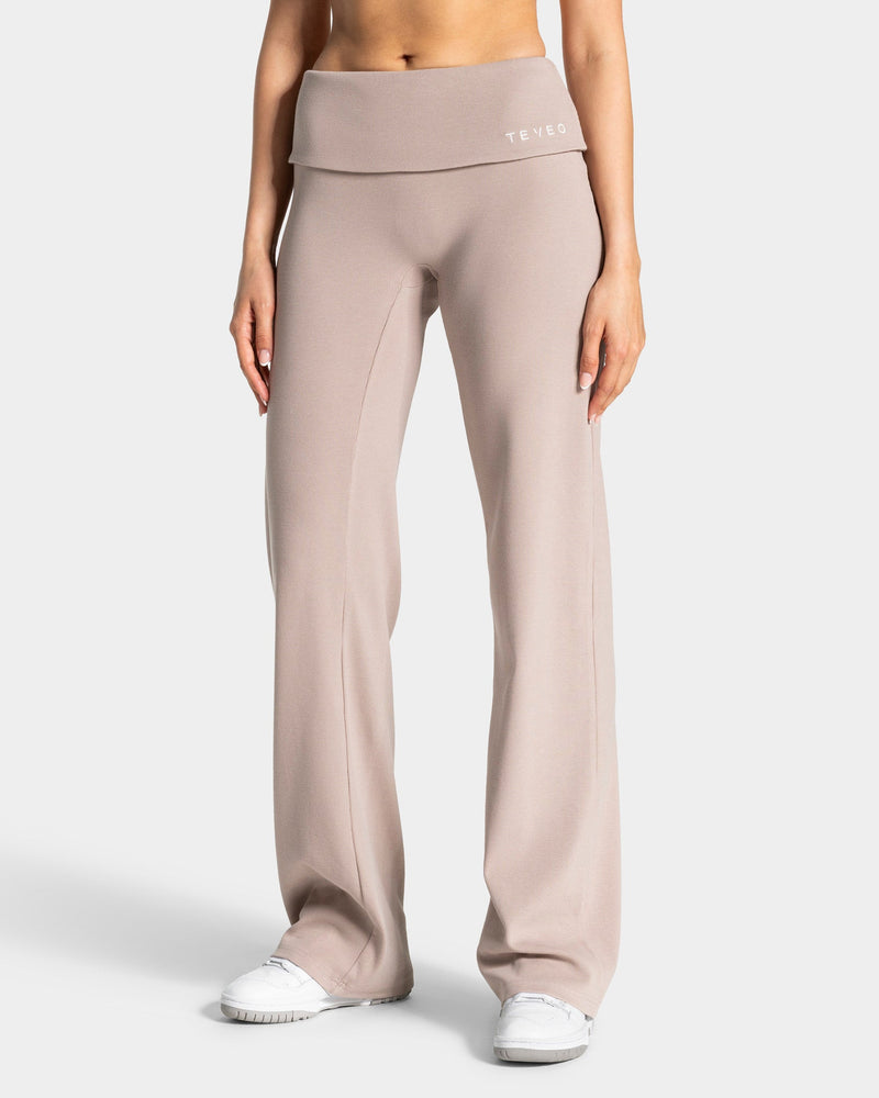Soft Ribbed Foldover Straight Leg Pants Regular ''Cappuccino''