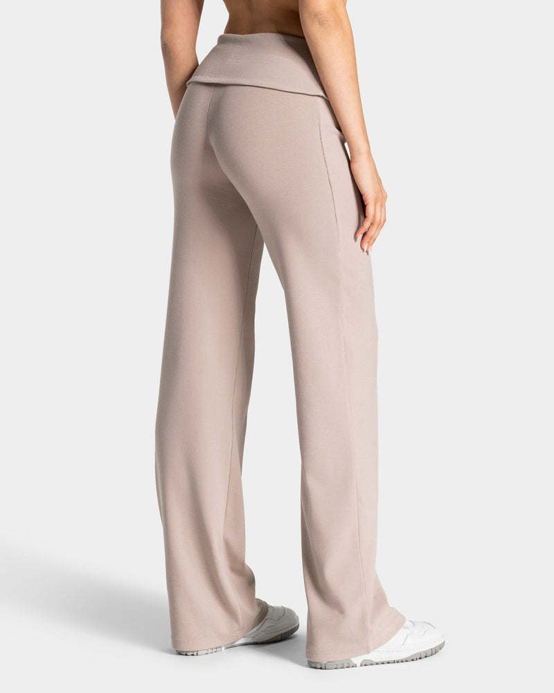Soft Ribbed Foldover Straight Leg Pants Regular ''Cappuccino''