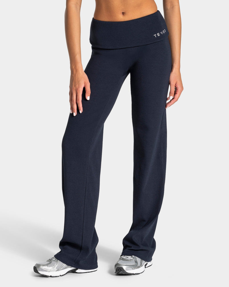 Soft Ribbed Foldover Straight Leg Pants Regular ''Midnight''