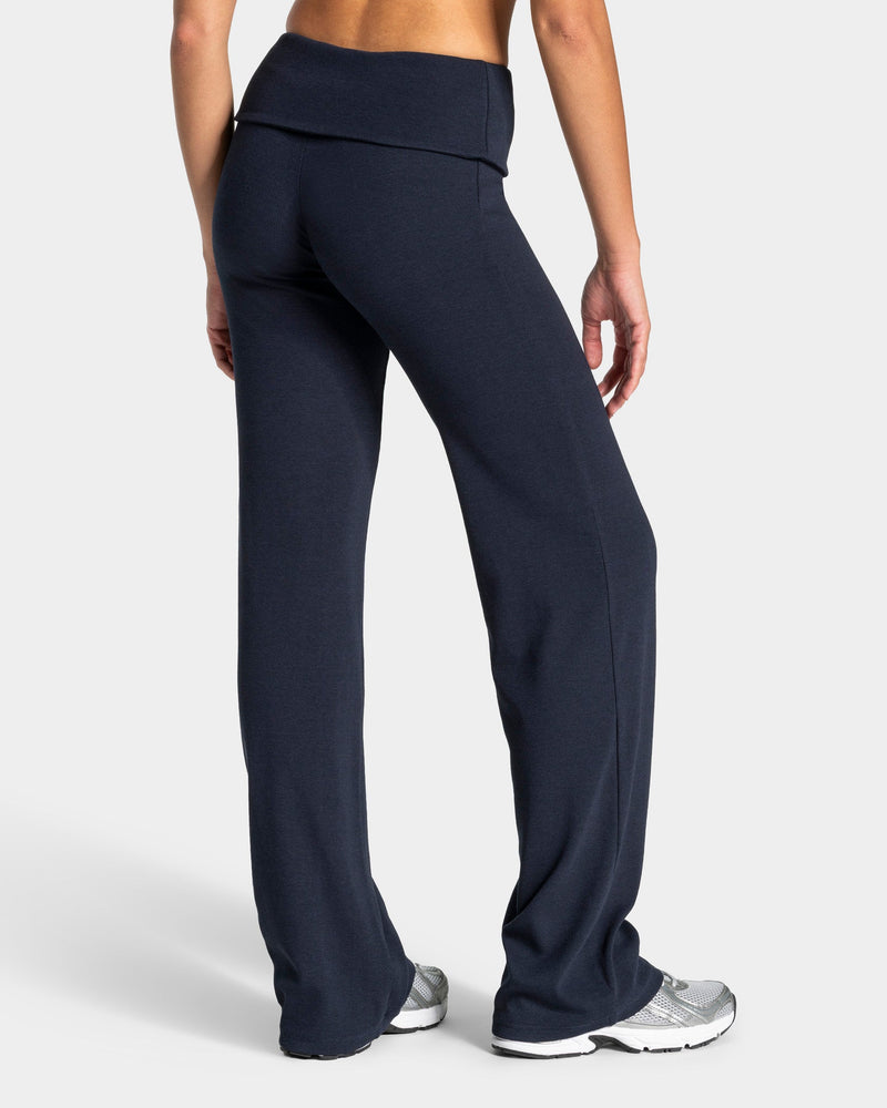 Soft Ribbed Foldover Straight Leg Pants Tall ''Midnight''