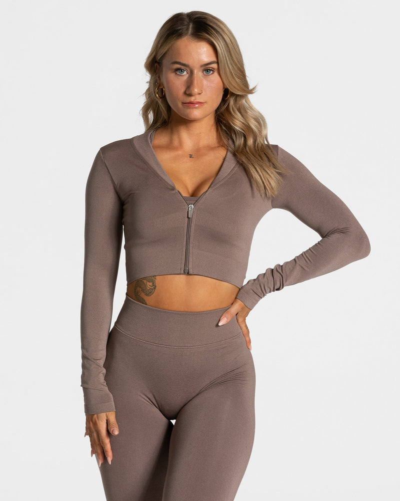 Statement Zip Jacke "Mokka"