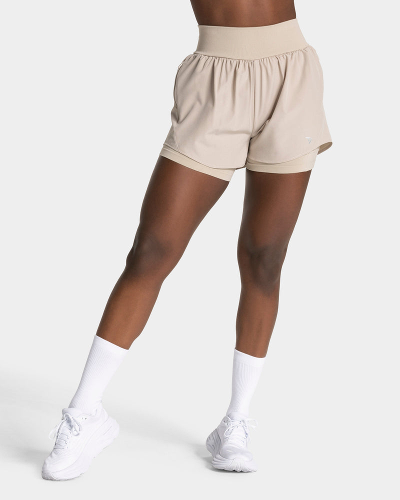 END Running 2in1 Shorts "Latte"