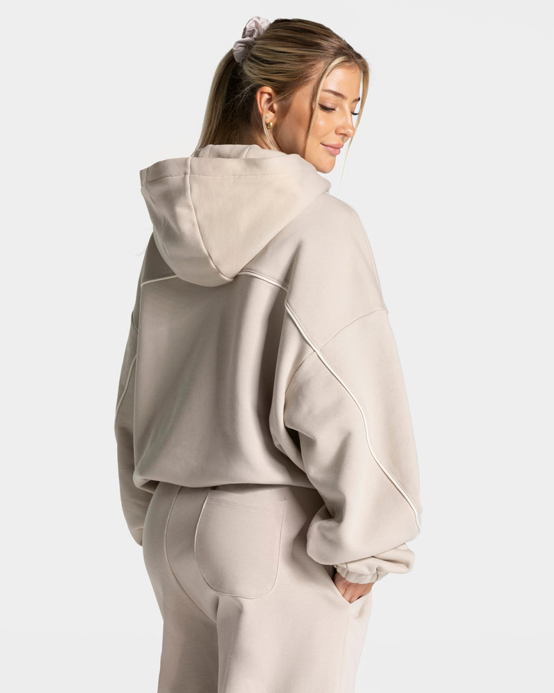 Contrastline Hooded Sweater "Cream"