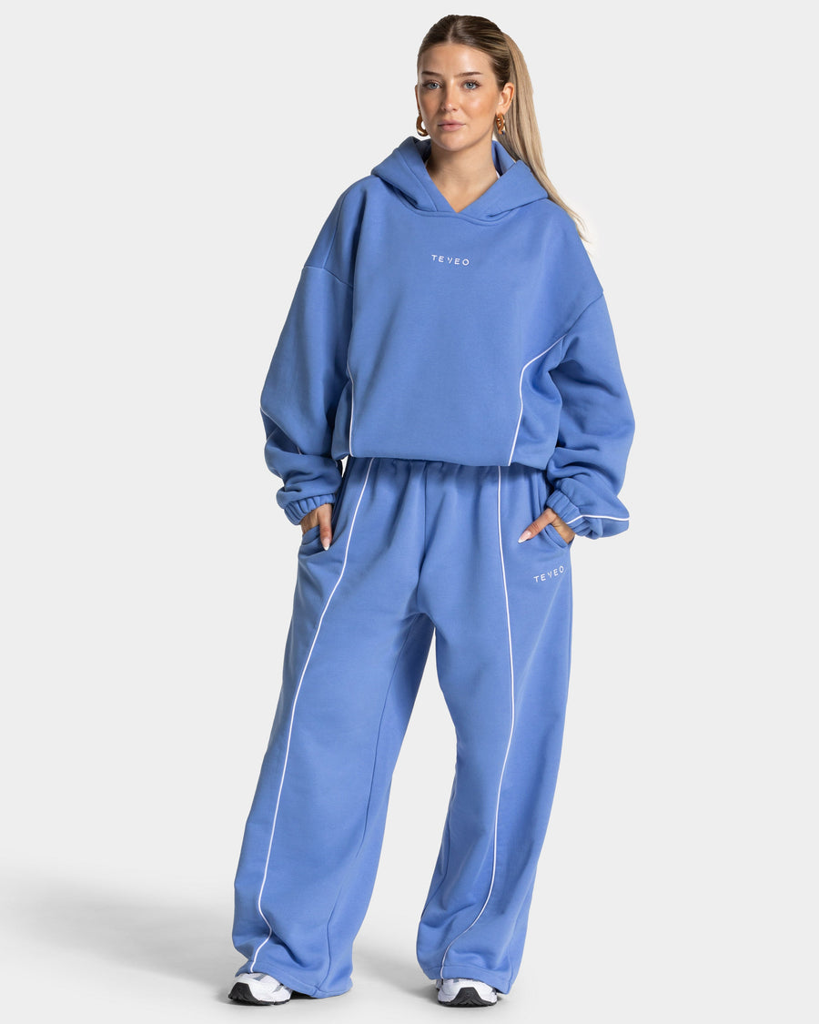 Contrastline Hooded Sweater "Azure"