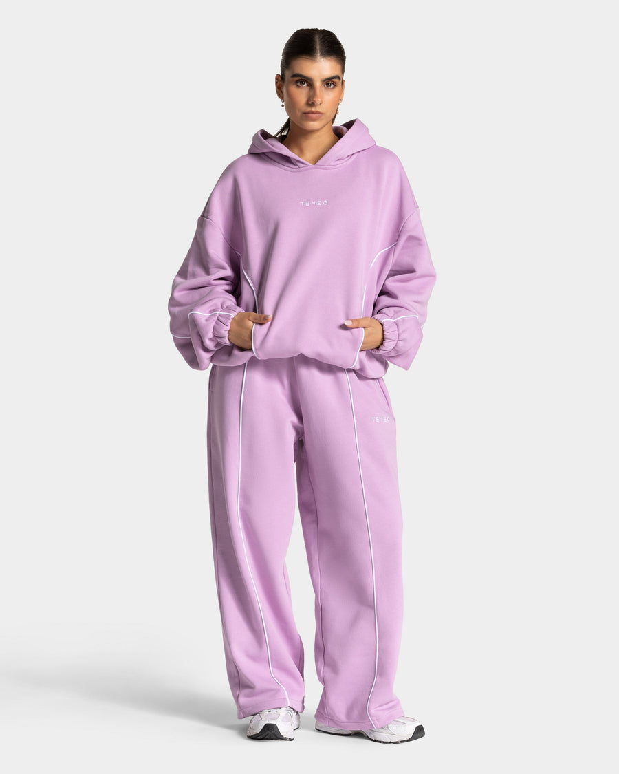 Contrastline Hooded Sweater "Orchid"
