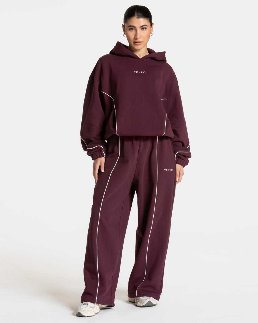 Contrastline Hooded Sweater "Pflaume"