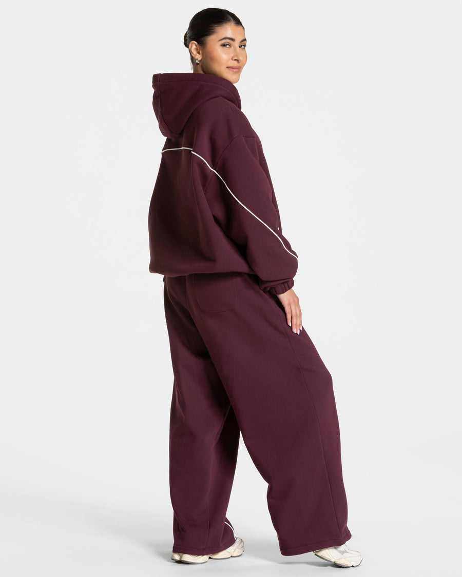 Contrastline Hooded Sweater "Pflaume"
