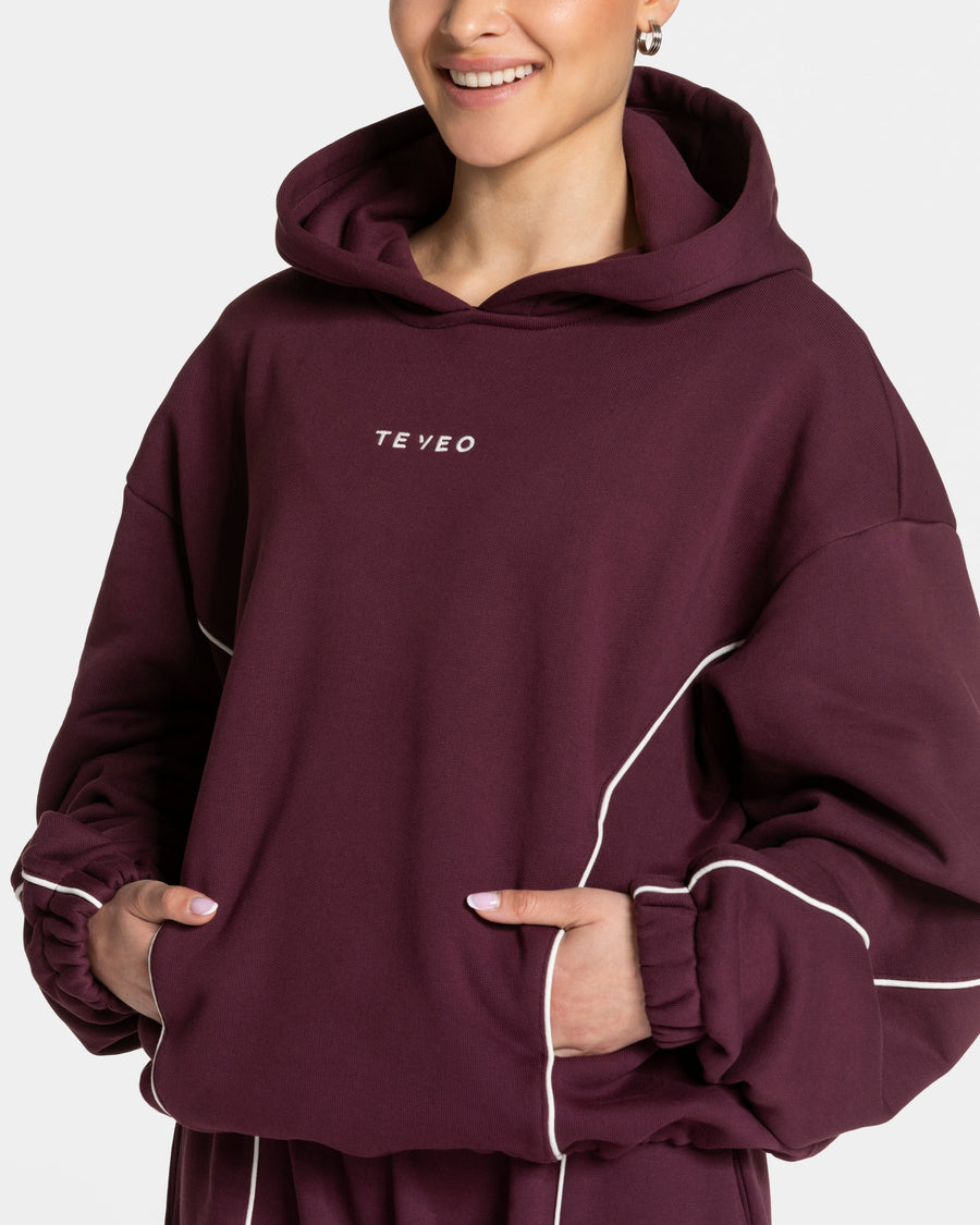 Contrastline Hooded Sweater "Pflaume"
