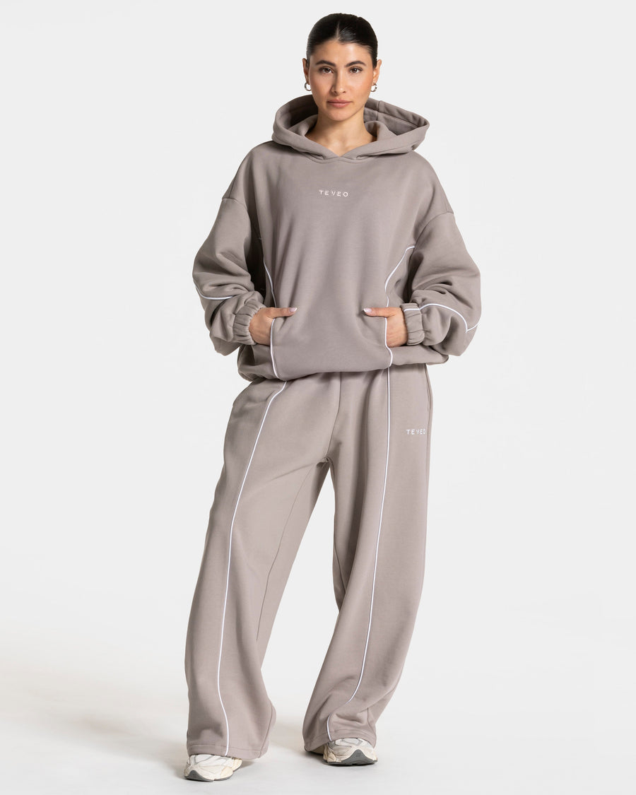 Contrastline Hooded Sweater "Stone"